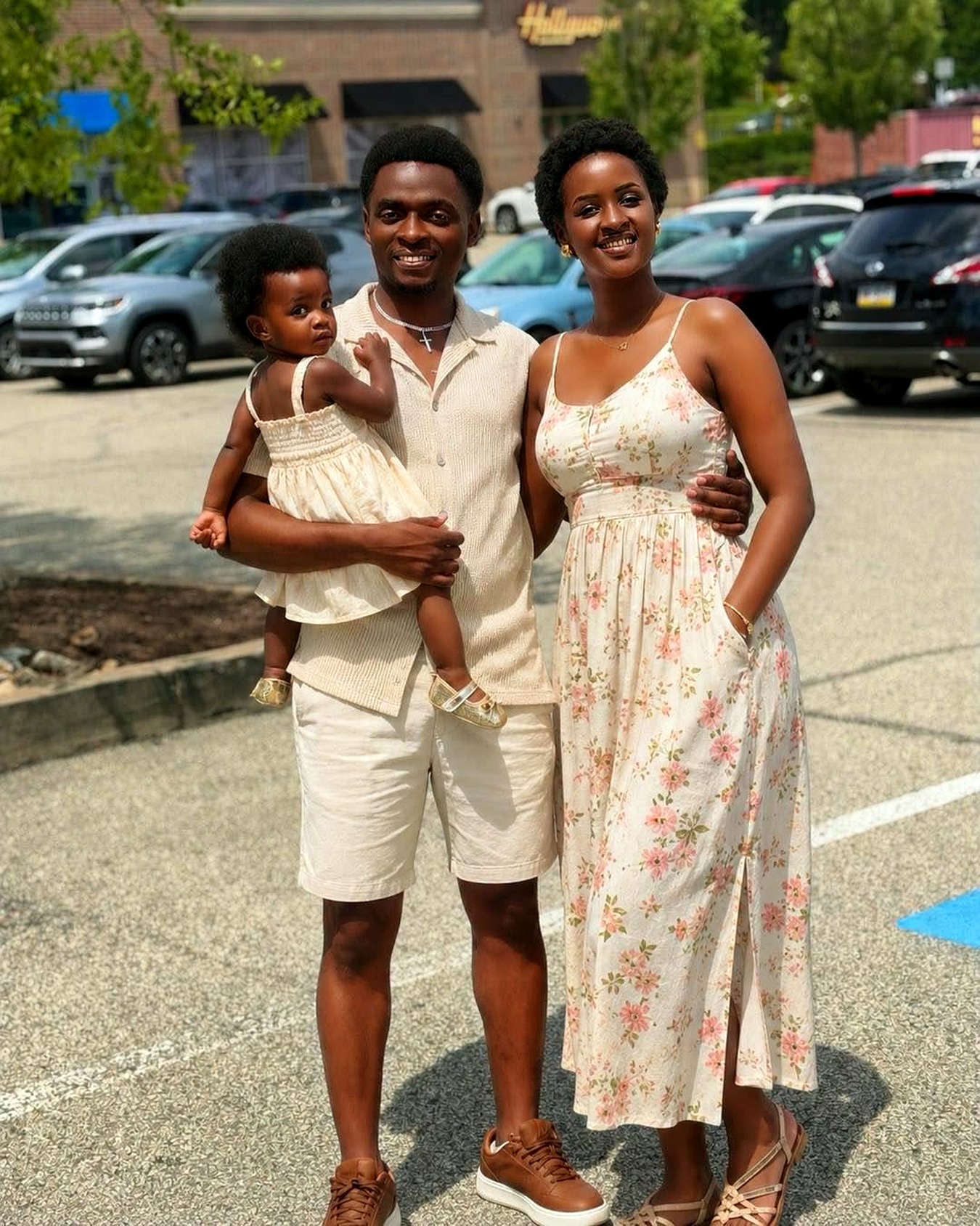 The Baslys Family smiling together outdoors
